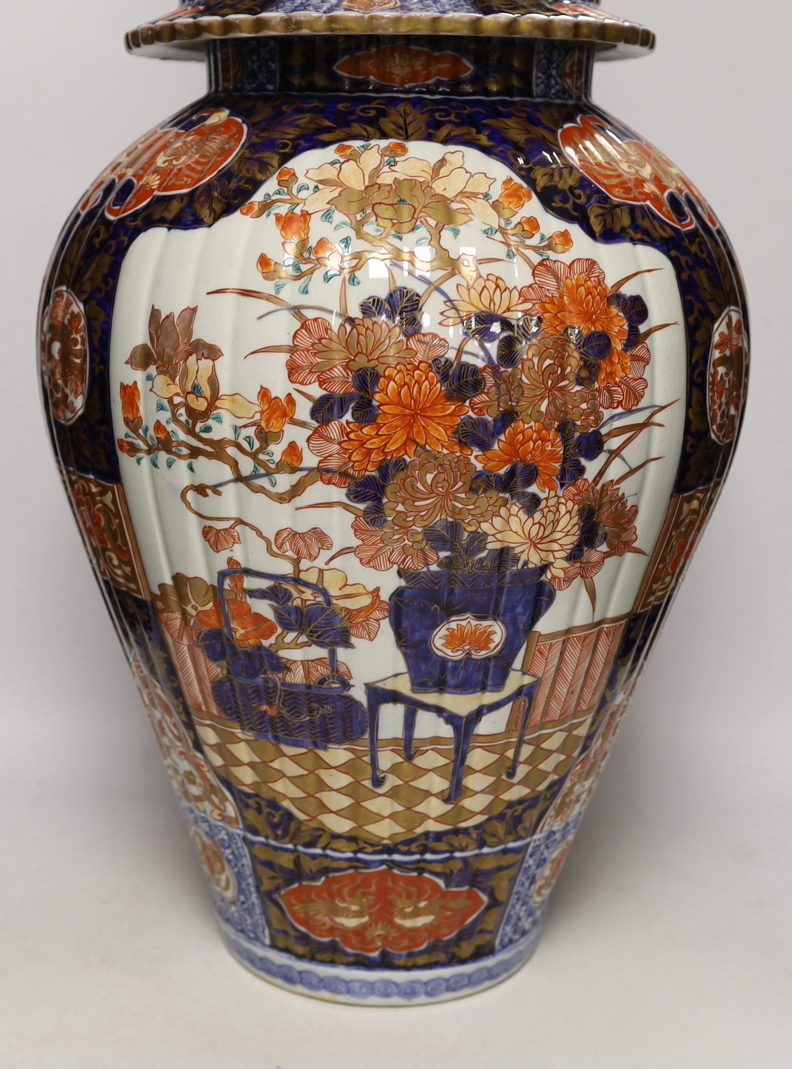 A large Japanese Imari vase and cover, 19th century, 70cm